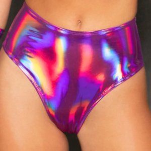 J. Valentine Futuristic Lover Holo High Waist Short | Fuschia | WM/L | NWT